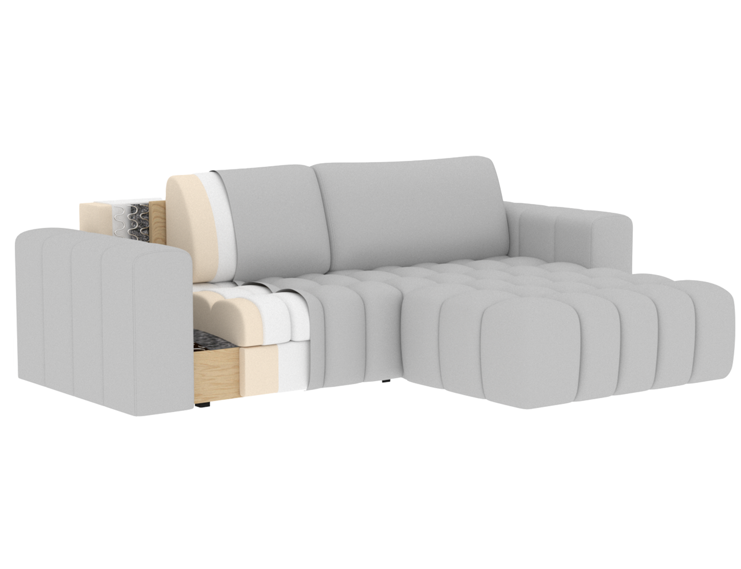 Bonett 4 Seater Storage Sleeper Chaise Sofa - Beige