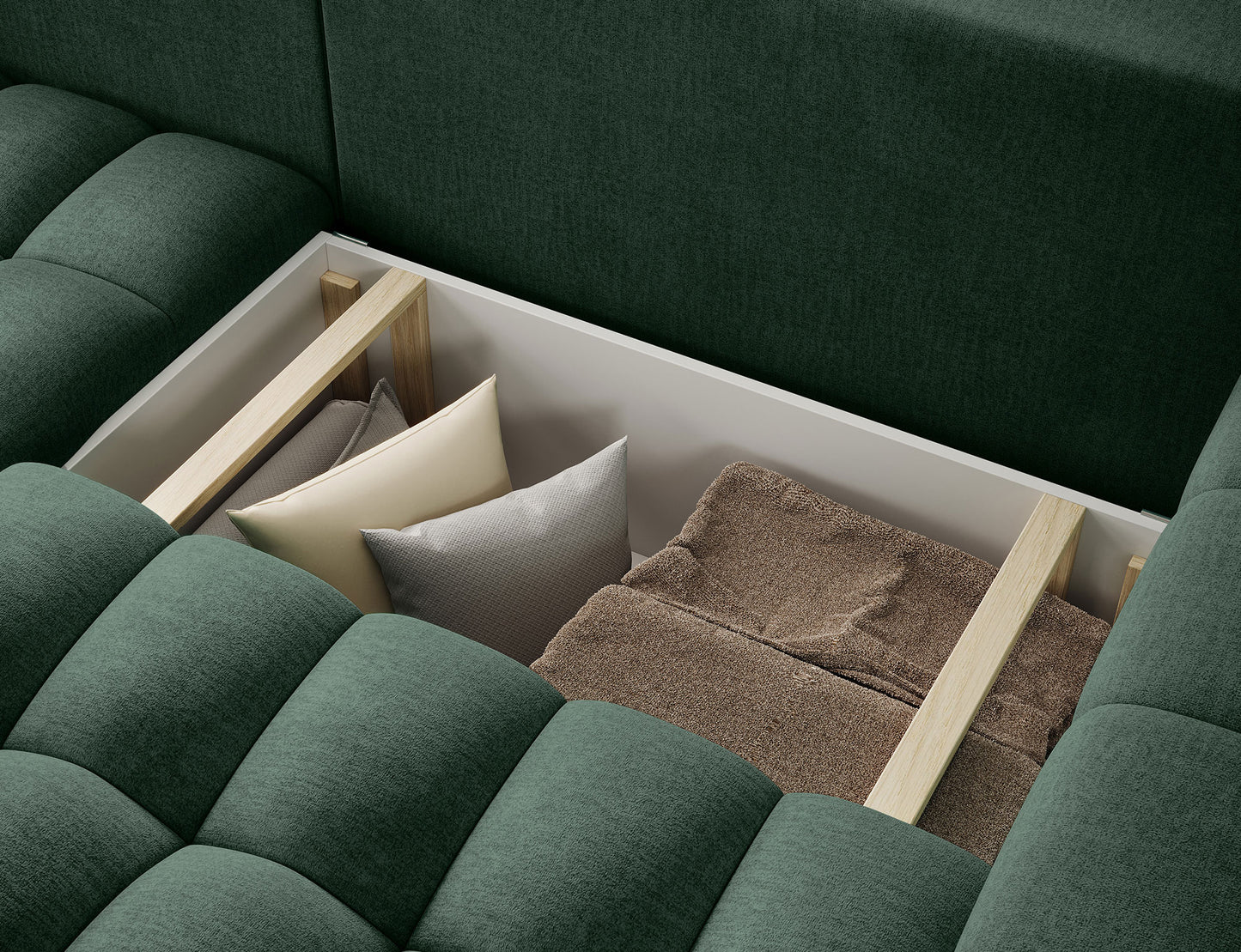 ReForm Creative Home Bonett Storage Sleeper Chaise Sofa - Dark Green-Free Delivery-USA & CANADA