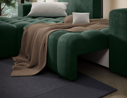 Bonett 4 Seater Storage Sleeper Chaise Sofa - Dark Green