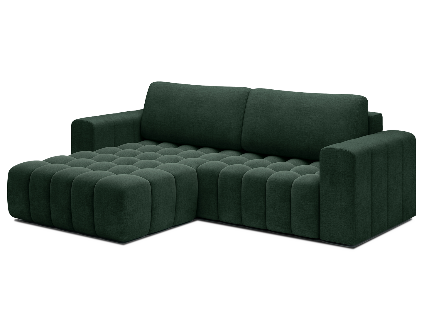Bonett 4 Seater Storage Sleeper Chaise Sofa - Dark Green