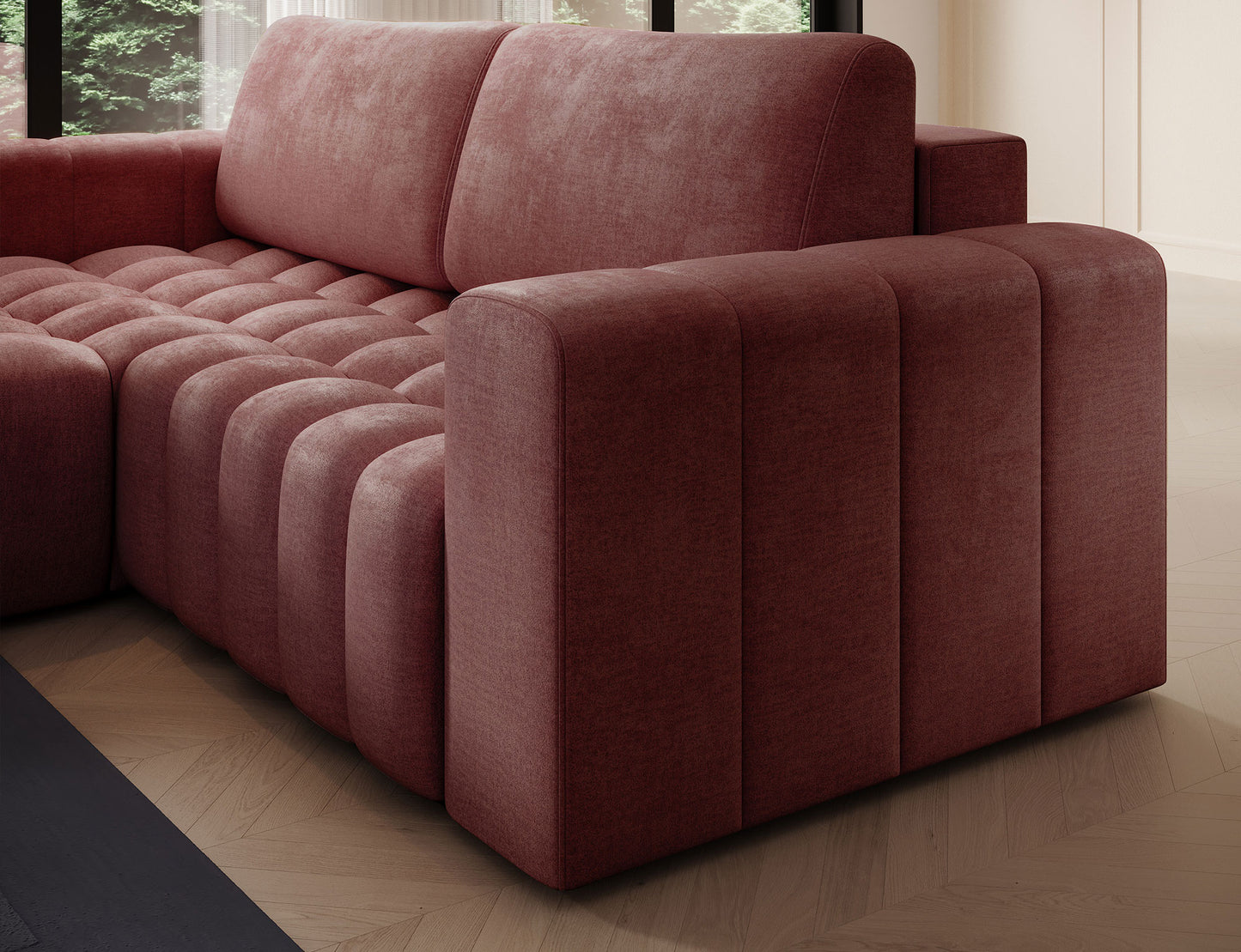 Bonett 4 Seater Storage Sleeper Chaise Sofa - Plum