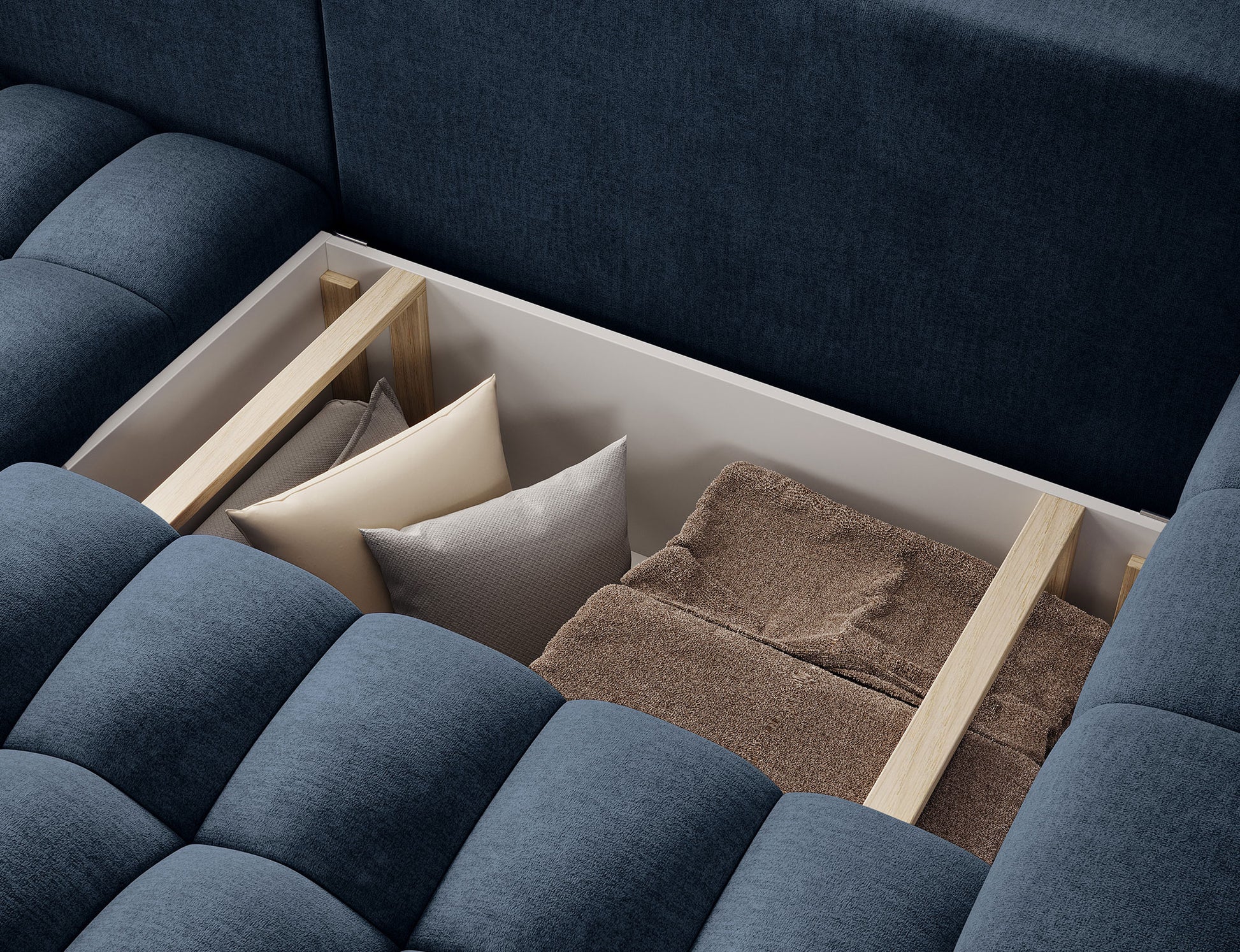 ReForm Creative Home Bonett Storage Sleeper Chaise Sofa - Navy Blue-Free Delivery-USA & CANADA