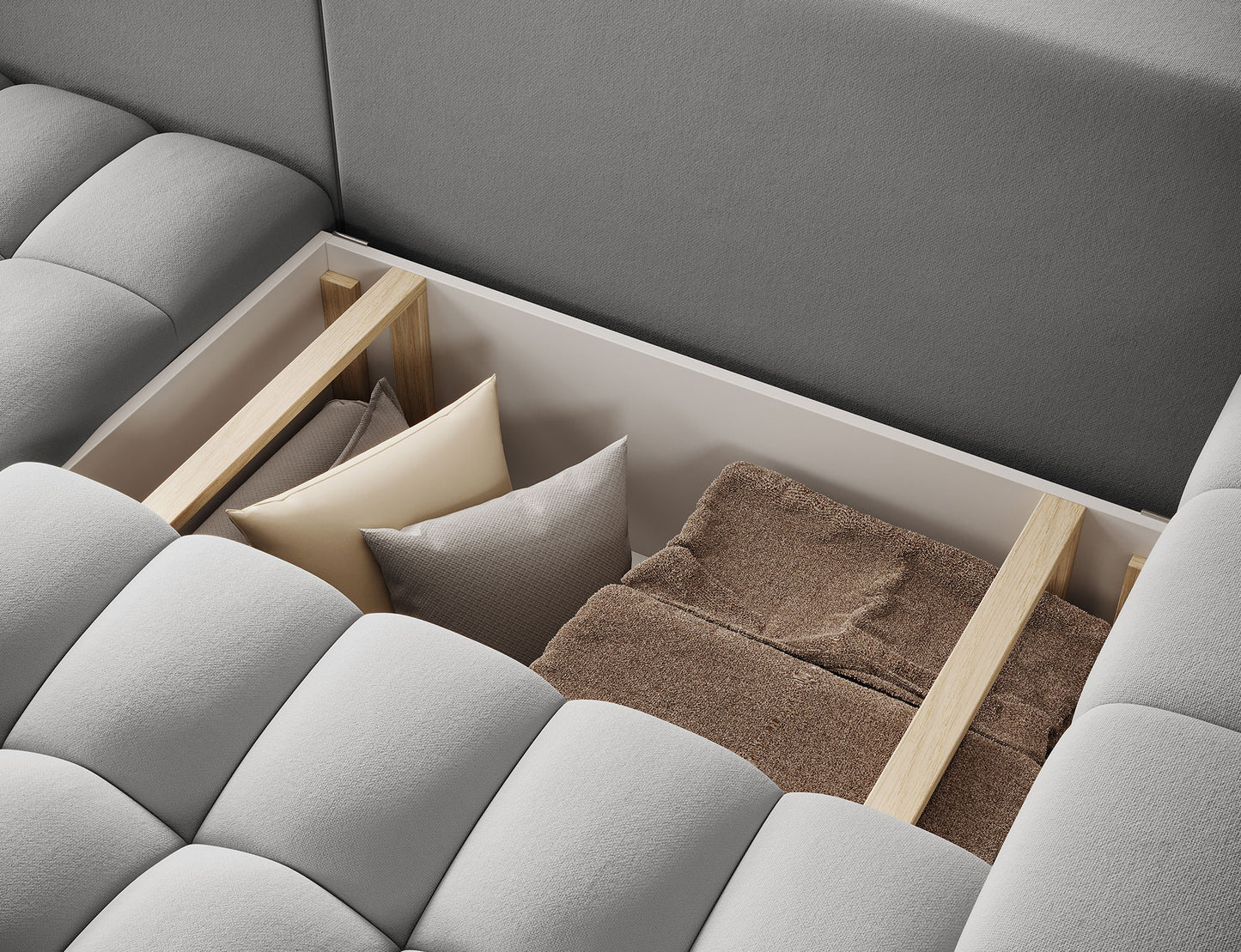 ReForm Creative Home Bonett Storage Sleeper Chaise Sofa - Grey-Free Delivery-USA & CANADA-