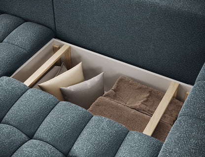 ReForm Creative Home Bonett Storage Sleeper Chaise Sofa - Teal Blue-Free Delivery-USA & CANADA