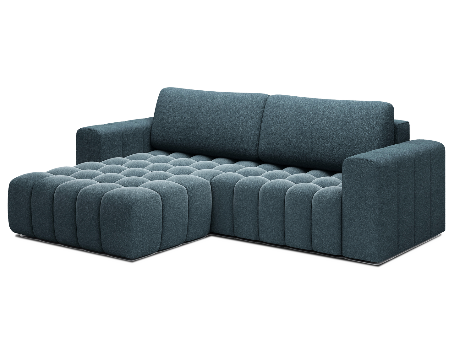 Bonett 4 Seater Storage Sleeper Chaise Sofa - Teal Blue
