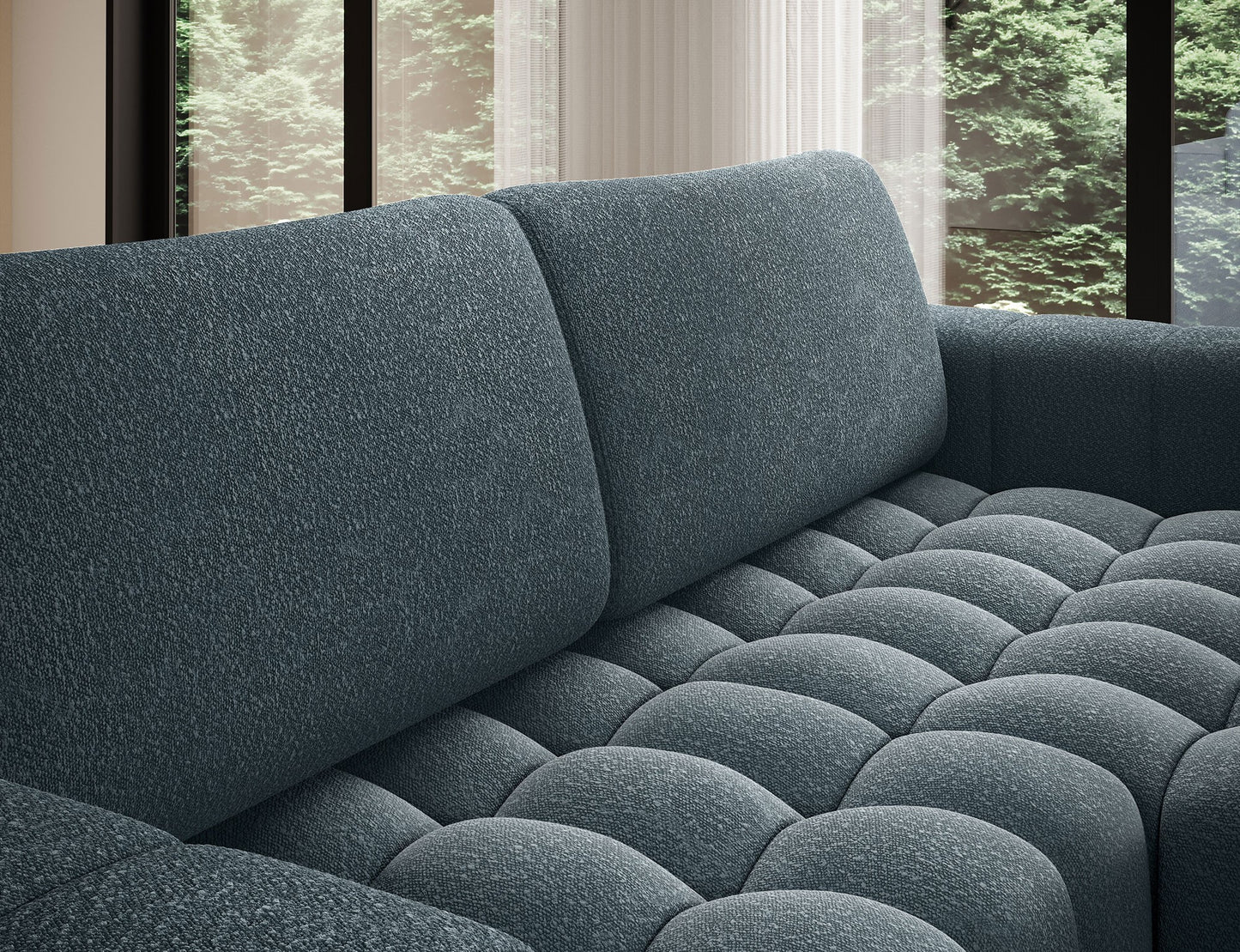 Bonett 4 Seater Storage Sleeper Chaise Sofa - Teal Blue