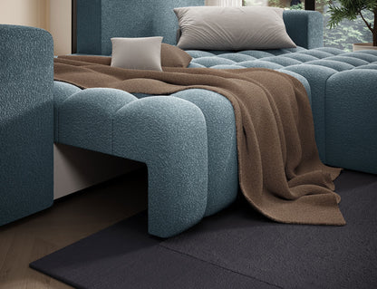 Bonett 4 Seater Storage Sleeper Chaise Sofa - Teal Blue