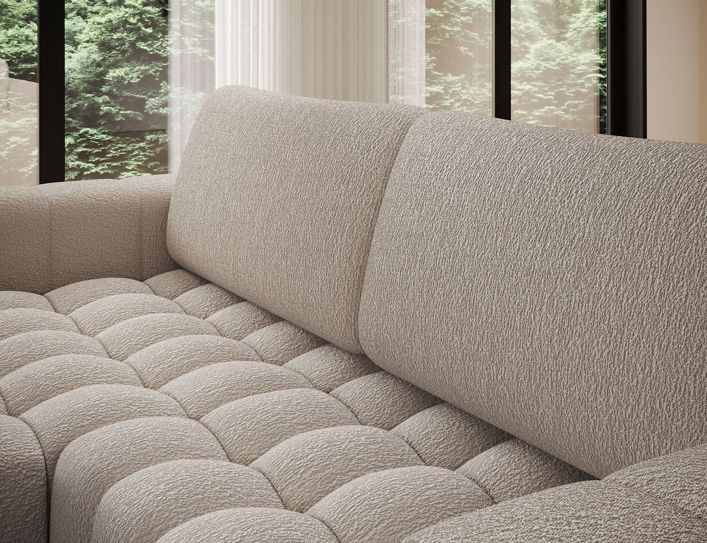 Bonett 4 Seater Storage Sleeper Chaise Sofa - Beige