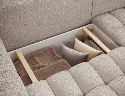 ReForm Creative Home Bonett Storage Sleeper Chaise Sofa - Beige-Free Delivery-USA & CANADA