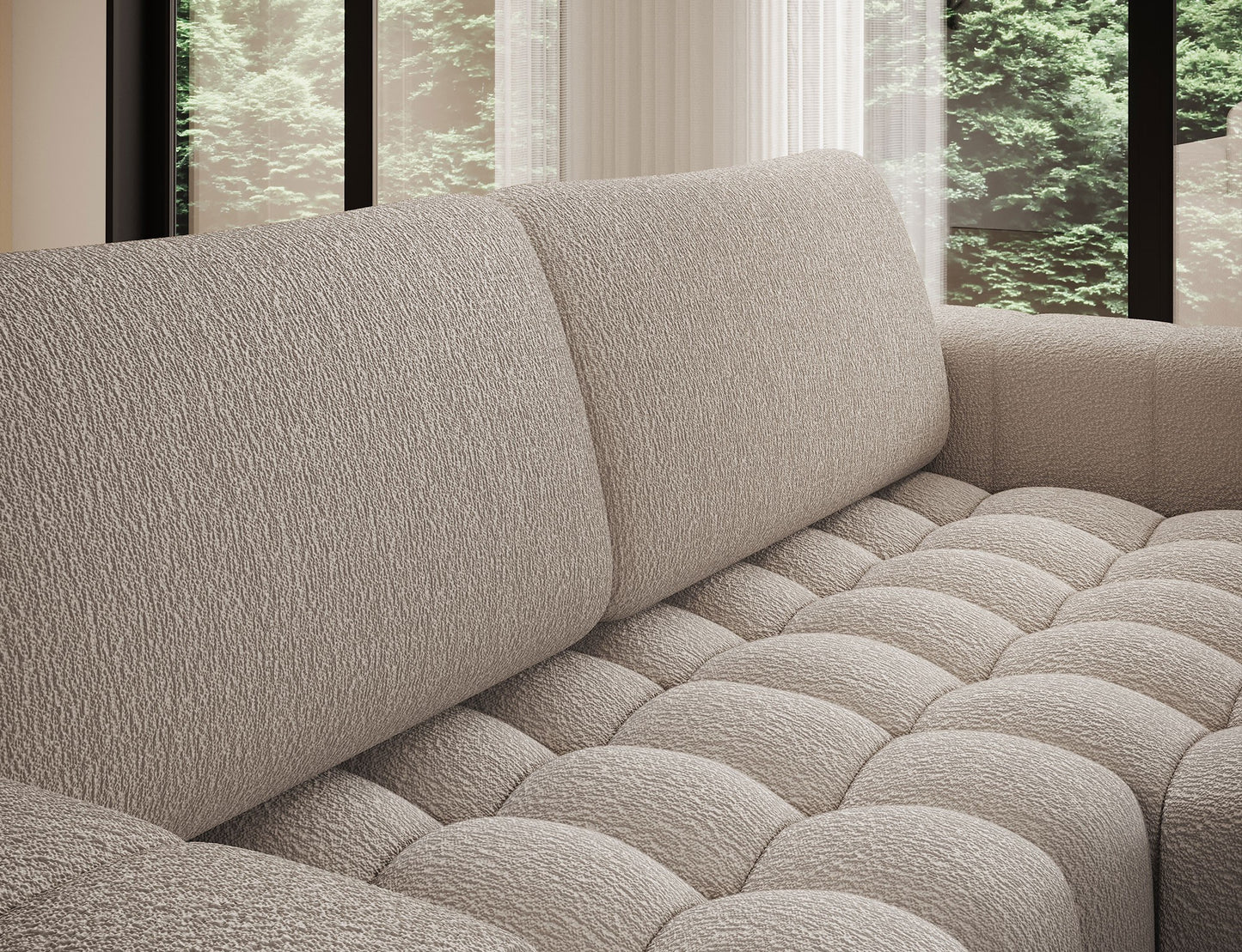 Bonett 4 Seater Storage Sleeper Chaise Sofa - Beige