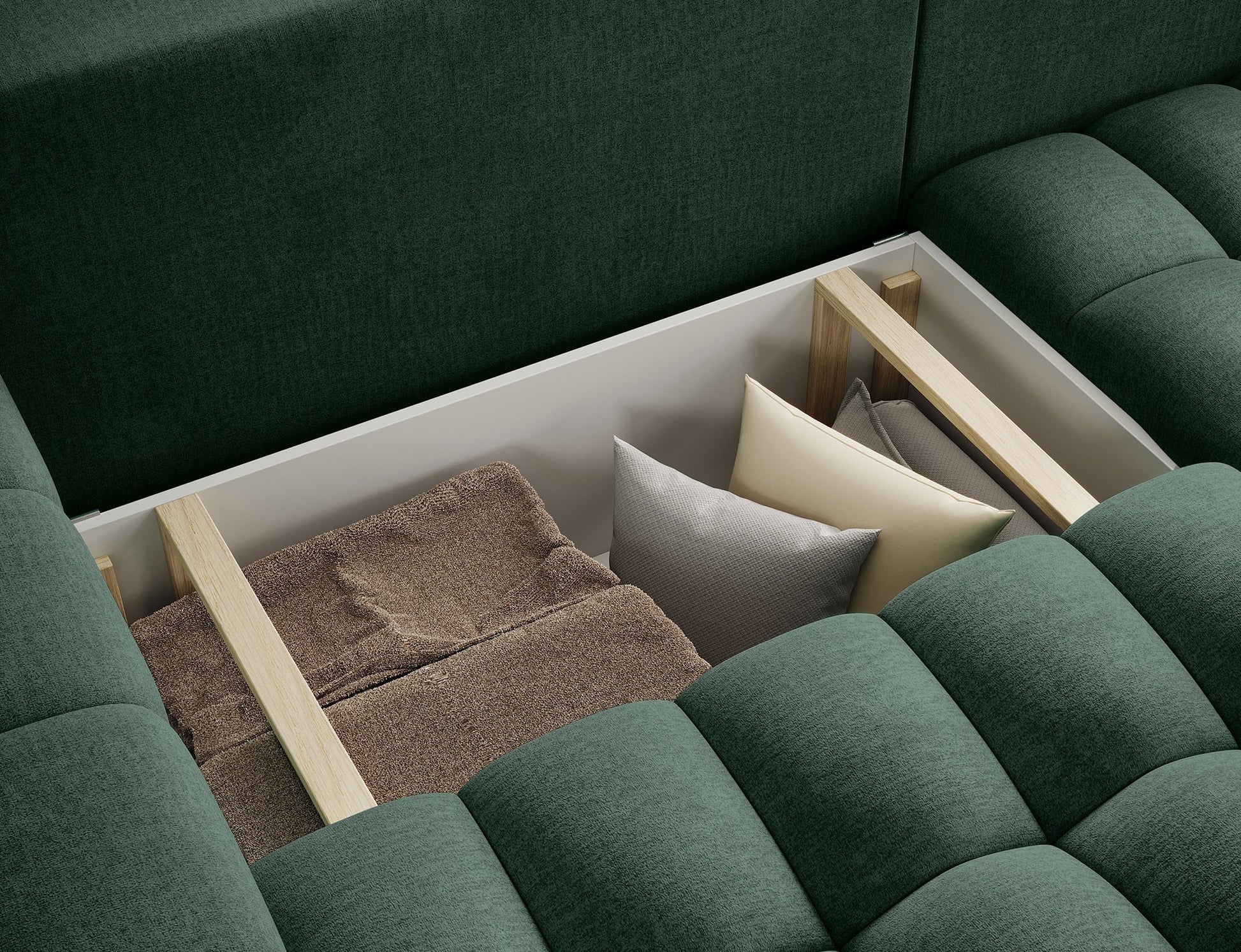 ReForm Creative Home Bonett Storage Sleeper Chaise Sofa - Dark Green-Free Delivery-USA & CANADA