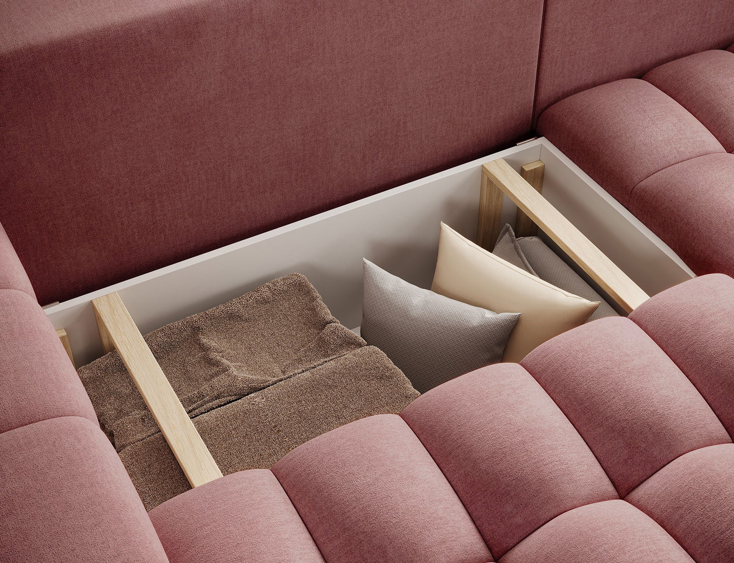 ReForm Creative Home Bonett Storage Sleeper Chaise Sofa - Plum-Free Delivery-USA & CANADA
