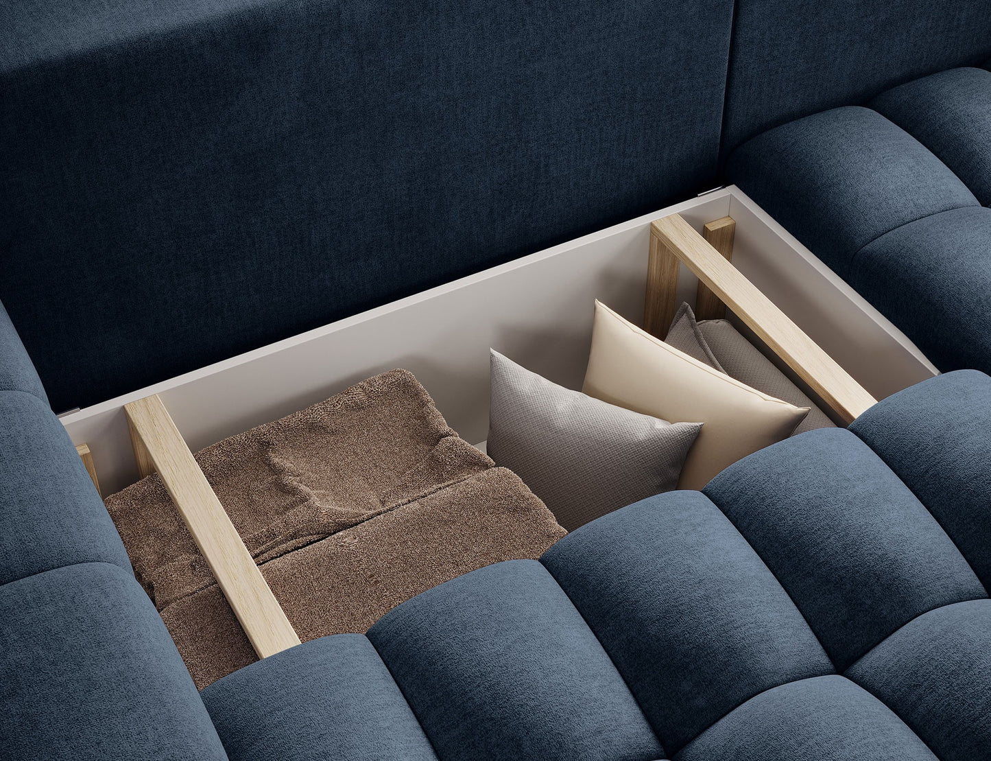 ReForm Creative Home Bonett Storage Sleeper Chaise Sofa - Navy Blue-Free Delivery-USA & CANADA
