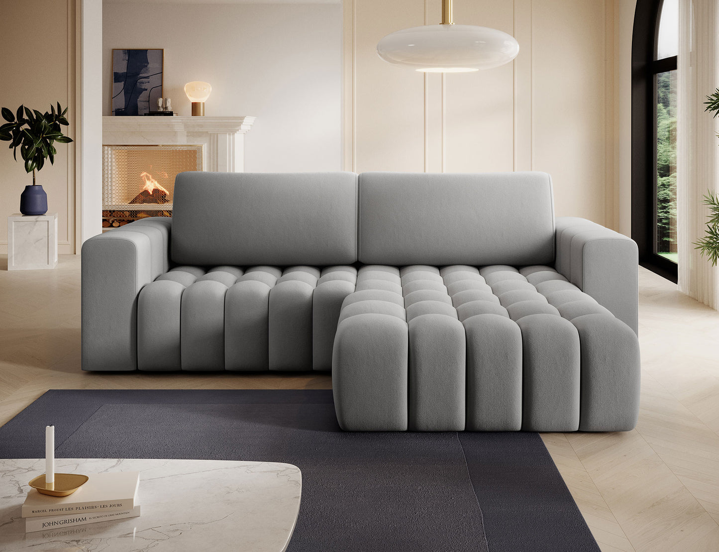 ReForm Creative Home Bonett Storage Sleeper Chaise Sofa - Grey-Free Delivery-USA & CANADA-