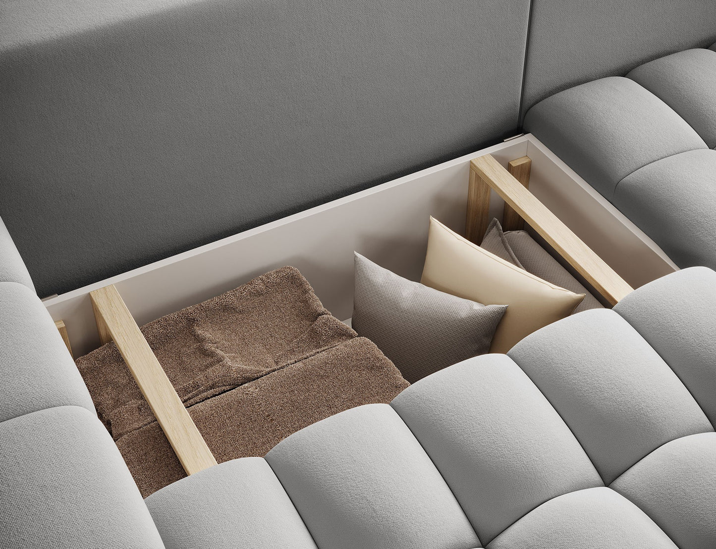 ReForm Creative Home Bonett Storage Sleeper Chaise Sofa - Grey-Free Delivery-USA & CANADA-