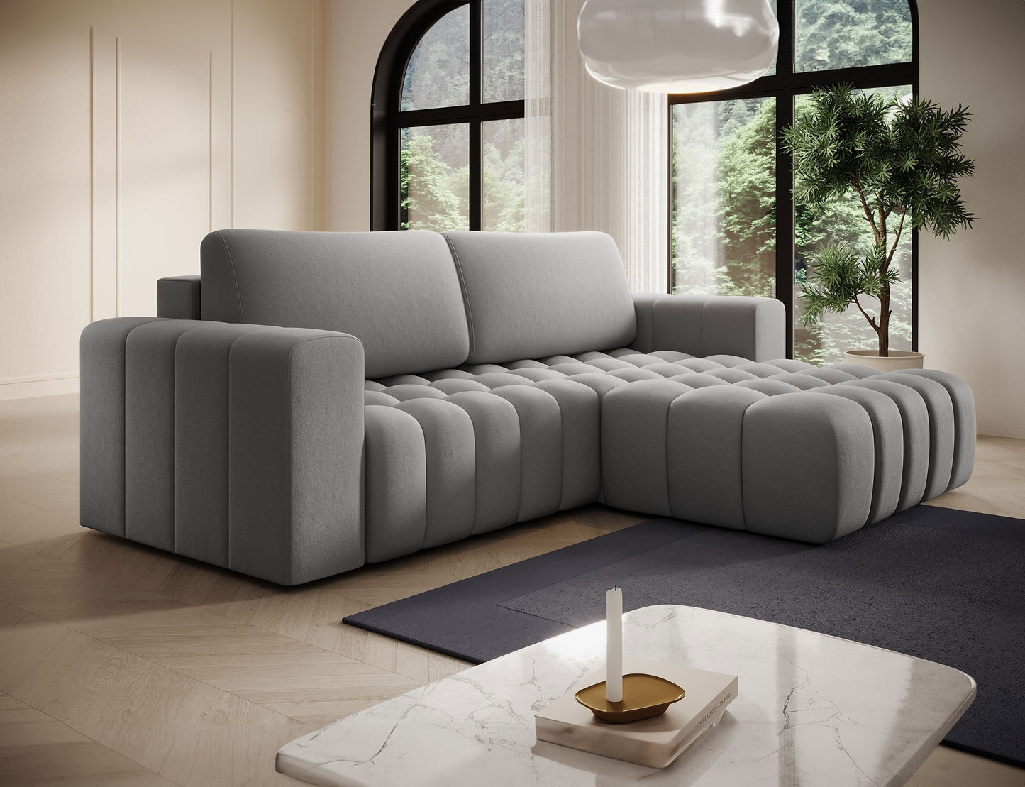 ReForm Creative Home Bonett Storage Sleeper Chaise Sofa - Grey-Free Delivery-USA & CANADA-