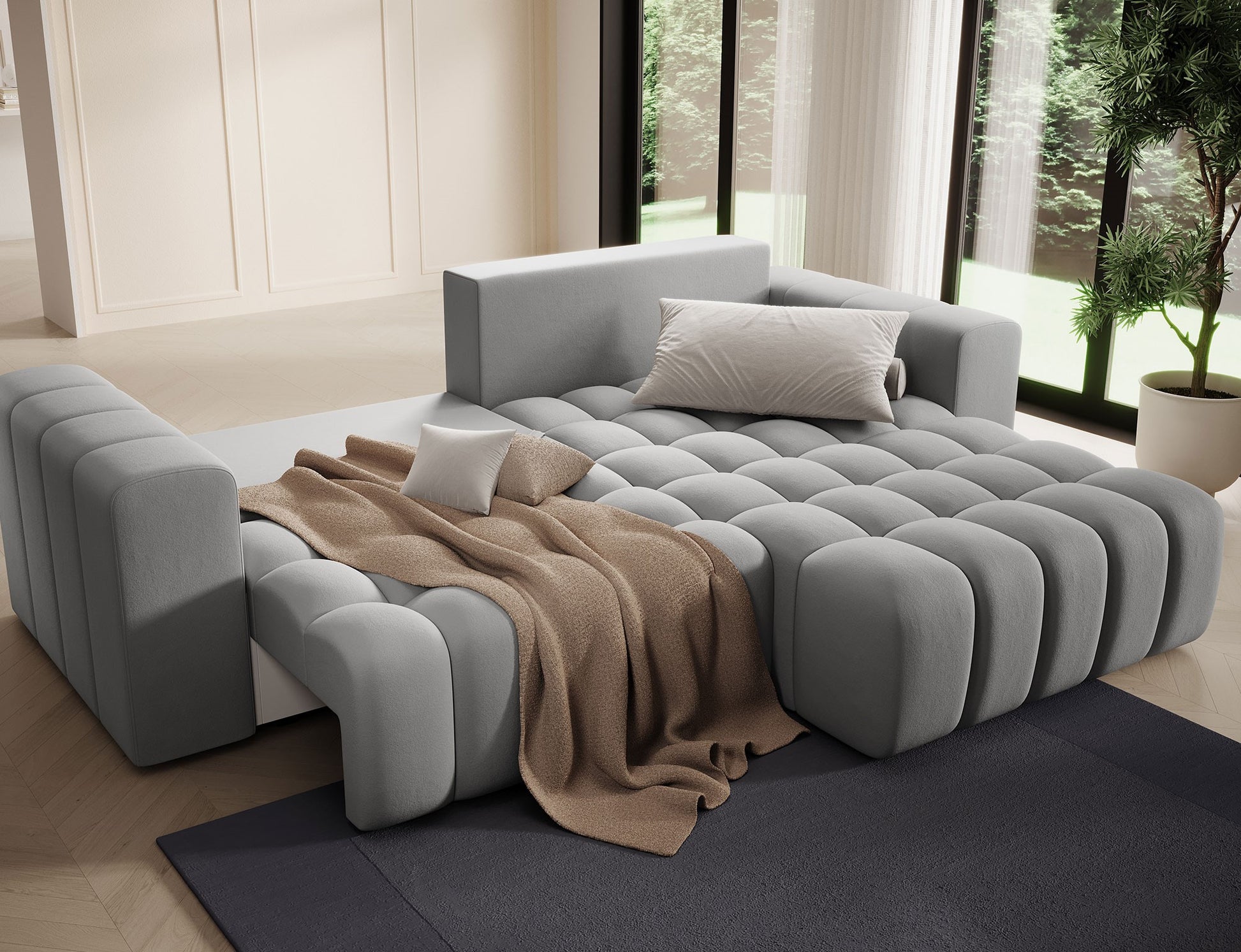 ReForm Creative Home Bonett Storage Sleeper Chaise Sofa - Grey-Free Delivery-USA & CANADA-