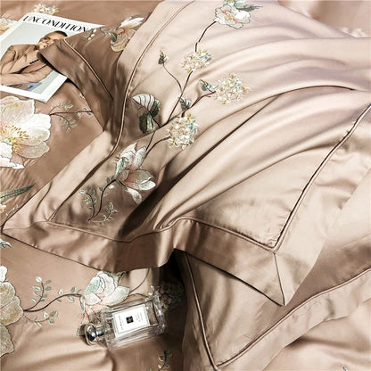 Belle Maison Embroidered Egyptian Cotton 1000 TC Duvet Set - Blush