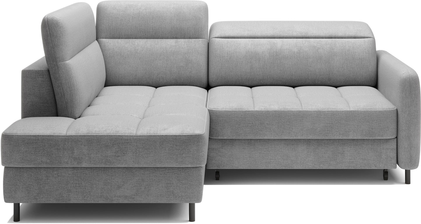 Barea 3 Seater Storage Sleeper Chaise Sofa - Light Grey