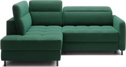 Barea 3 Seater Storage Sleeper Chaise Sofa - Emerald Green