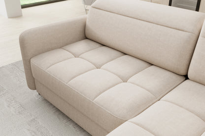 Barea 3 Seater Storage Sleeper Chaise Sofa - Beige