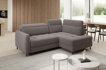 Barea 3 Seater Storage Sleeper Chaise Sofa - Fudge Brown