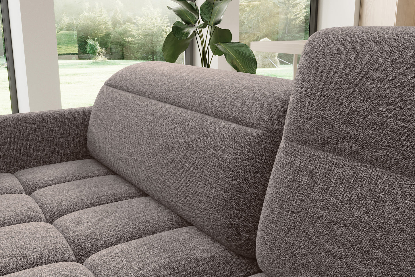 Barea 3 Seater Storage Sleeper Chaise Sofa - Fudge Brown