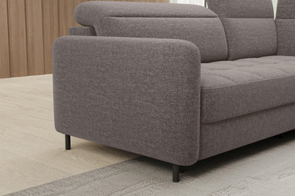 Barea 3 Seater Storage Sleeper Chaise Sofa - Fudge Brown