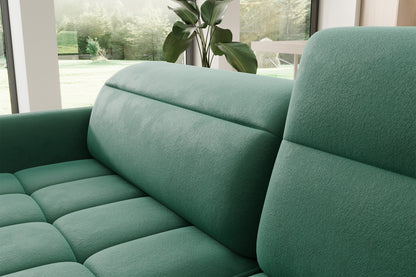 Barea 3 Seater Storage Sleeper Chaise Sofa - Emerald Green