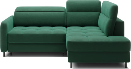 Barea 3 Seater Storage Sleeper Chaise Sofa - Emerald Green