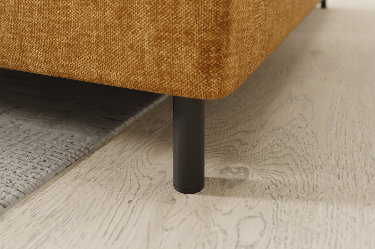 Barea 3 Seater Storage Sleeper Chaise Sofa - Mustard