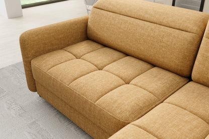 Barea 3 Seater Storage Sleeper Chaise Sofa - Mustard