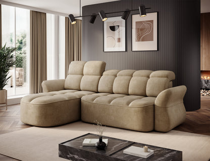 Beneth Storage Sleeper Chaise Sofa - Beige/Taupe