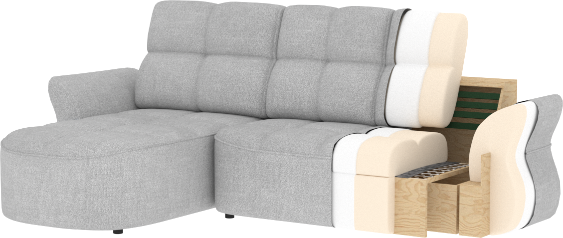 Beneth Storage Sleeper Chaise Sofa - Ivory Cream