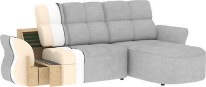 Beneth Storage Sleeper Chaise Sofa - Beige/Taupe