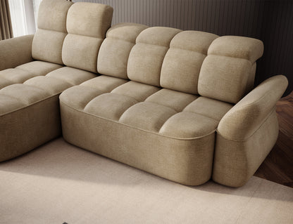 Beneth Storage Sleeper Chaise Sofa - Beige/Taupe