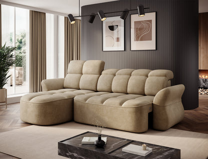 Beneth Storage Sleeper Chaise Sofa - Beige/Taupe