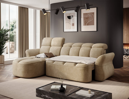 Beneth Storage Sleeper Chaise Sofa - Beige/Taupe