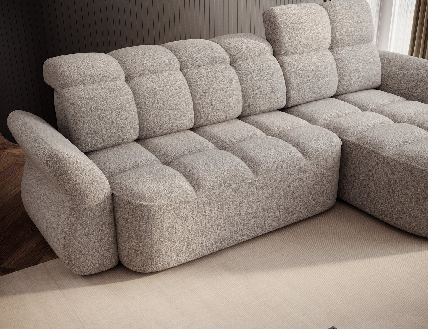 Beneth Storage Sleeper Chaise Sofa - Ivory Cream