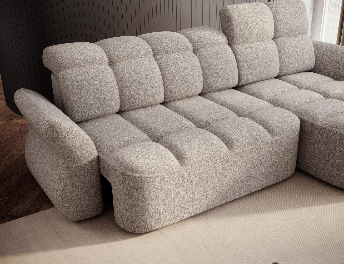 Beneth Storage Sleeper Chaise Sofa - Ivory Cream