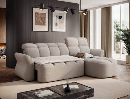 Beneth Storage Sleeper Chaise Sofa - Ivory Cream