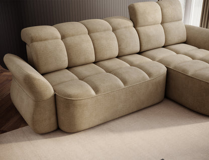 Beneth Storage Sleeper Chaise Sofa - Beige/Taupe
