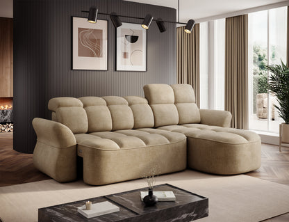 Beneth Storage Sleeper Chaise Sofa - Beige/Taupe