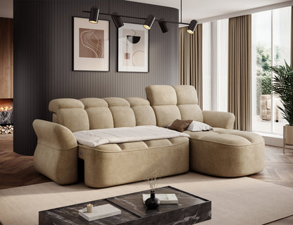 Beneth Storage Sleeper Chaise Sofa - Beige/Taupe