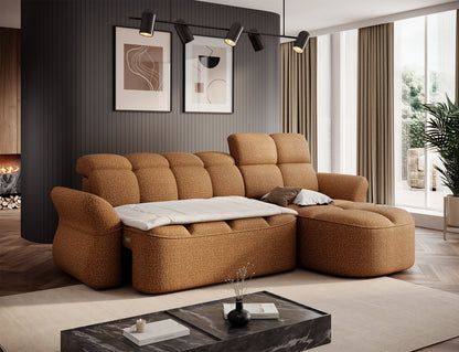 Beneth Storage Sleeper Chaise Sofa - Mocha Brown