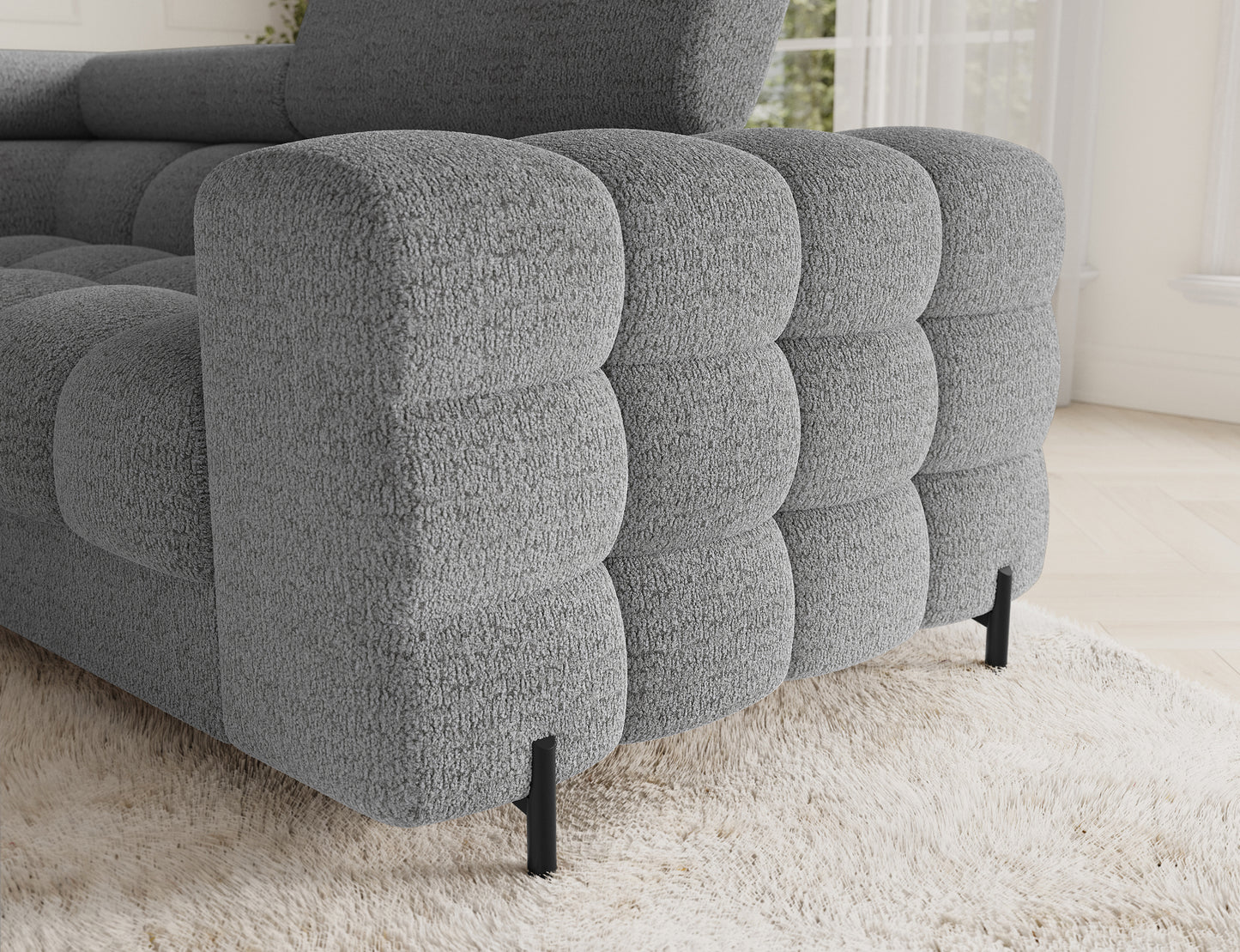 Fectory Sectional Storage Sleeper Chaise Sofa - Grey