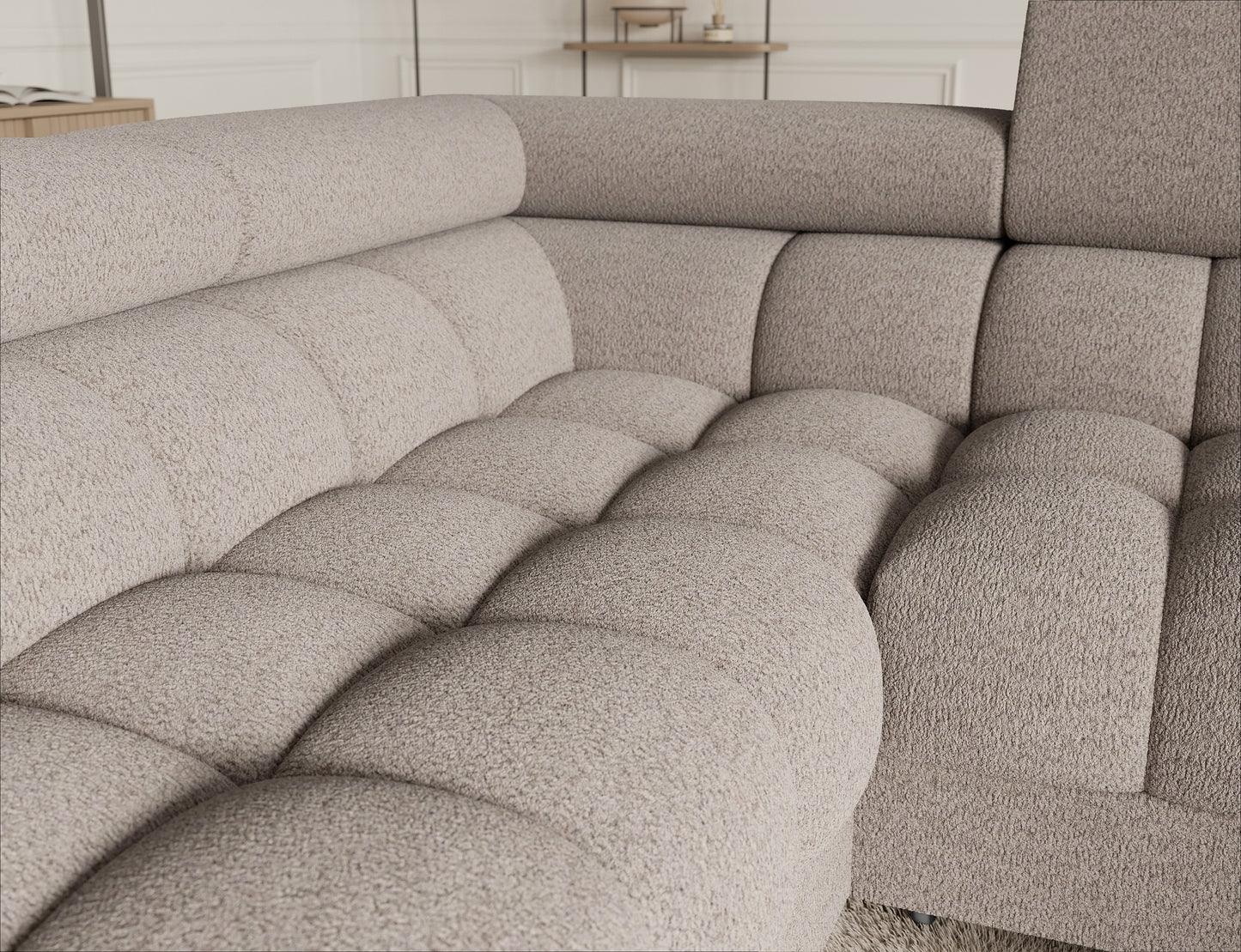 Fectory Sectional Storage Sleeper Chaise Sofa - Beige