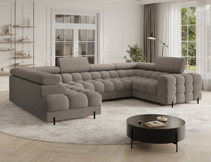Fectory Sectional Storage Sleeper Chaise Sofa - Taupe