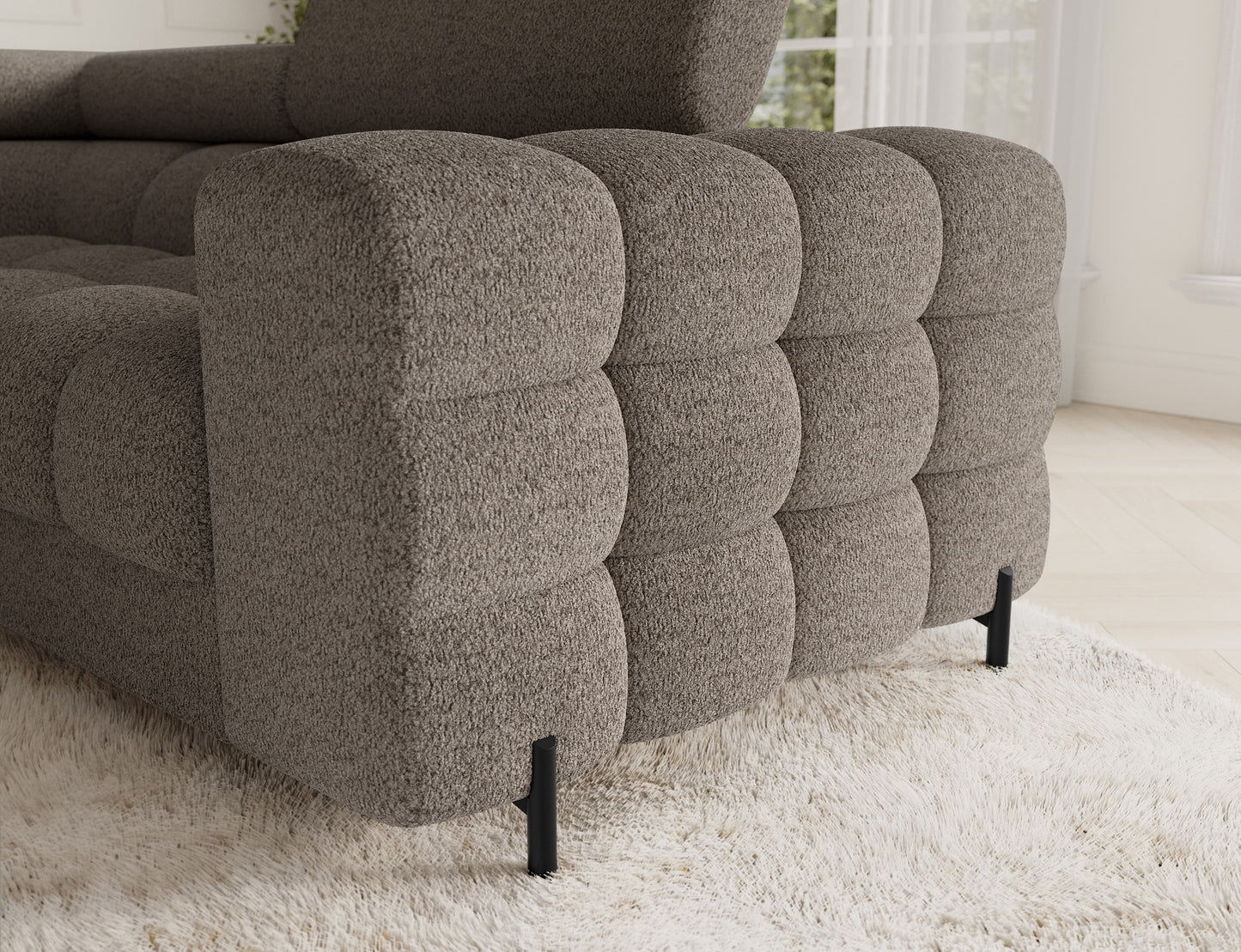 Fectory Sectional Storage Sleeper Chaise Sofa - Taupe