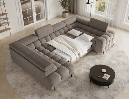 Fectory Sectional Storage Sleeper Chaise Sofa - Taupe